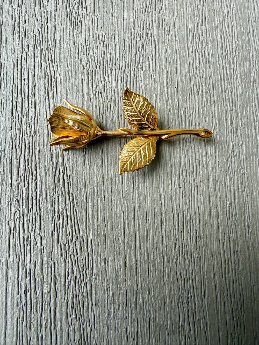 Vintage Gold Tone Rosebud Flower Brooch Pin 2” Floral Botanical
